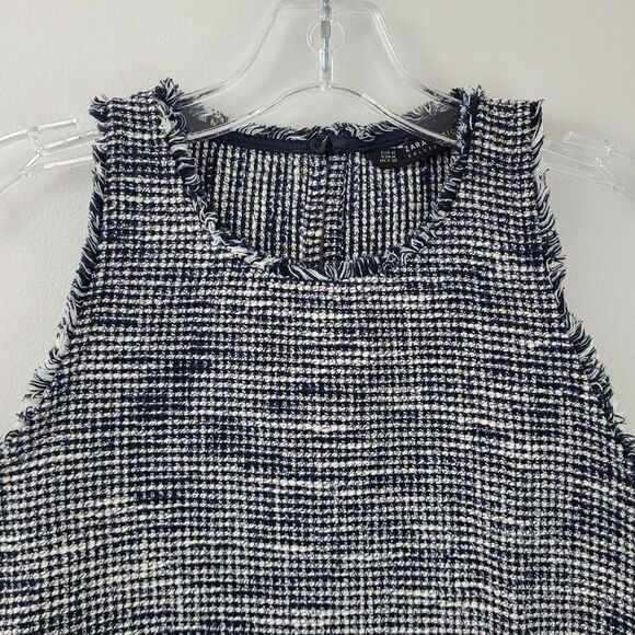 ZARA tweed blue white racerback tank top - Picture 4 of 10
